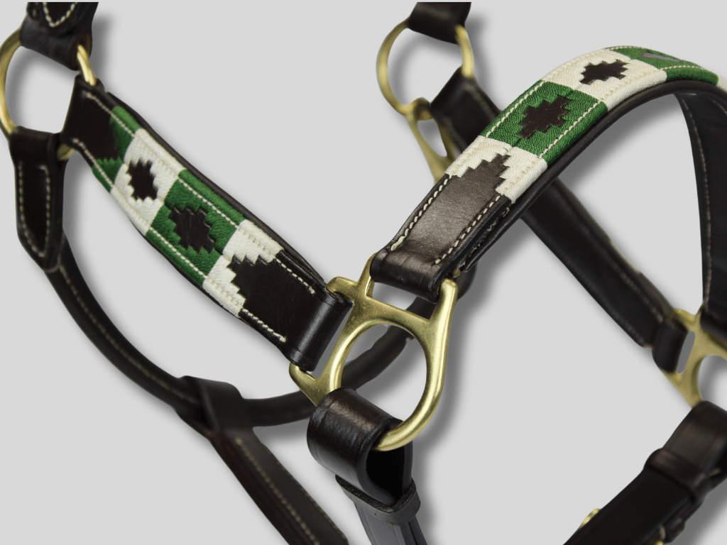 MTB Equestrian - Leren Halster Polo Groen - Wit - Halster