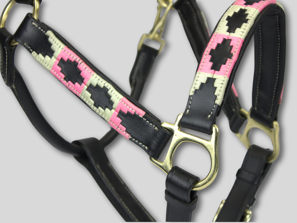 Leather Halter Polo Pink White
