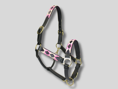 Leather Halter Polo Pink White