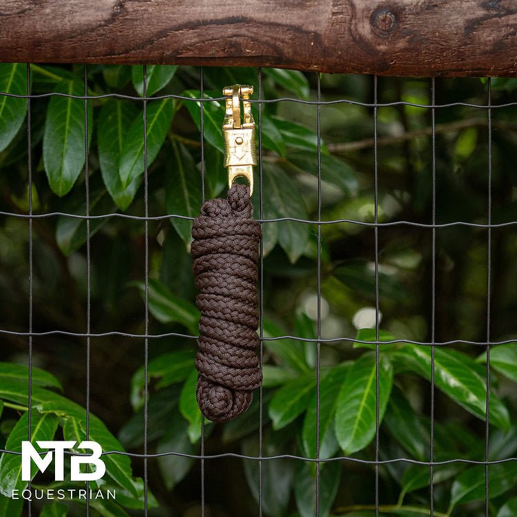 MTB Equestrian - Bruin - Goud Halstertouw met Safetyclip - 