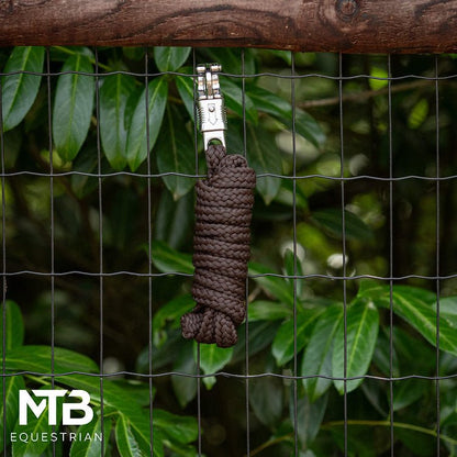 MTB Equestrian - Bruin - Zilver Halstertouw met Safetyclip - 